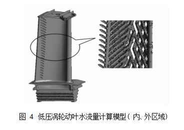 圖 4	低壓渦輪動(dòng)葉水流量計(jì)算模型( 內(nèi)、外區(qū)域)
