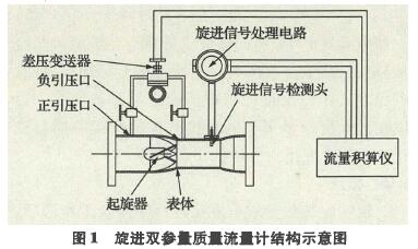 圖1旋進雙參f質f流f計結構示意圖